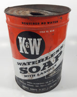 Vintage K & W Products Waterless Soap With Lanolin 7 1/2" Tall Metal Can