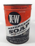 Vintage K & W Products Waterless Soap With Lanolin 7 1/2" Tall Metal Can