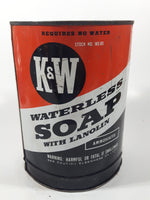 Vintage K & W Products Waterless Soap With Lanolin 7 1/2" Tall Metal Can