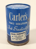 Vintage Carter's Two Solution Ink Eradicator 3" Tall Metal Can and Glass Bottles Still Full