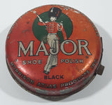 Vintage Morrison Atlas Products Inc Major Shoe Polish Black Tin Metal Container Still Has Polish
