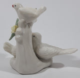 White Birds with Pink and Yellow Flowers 3 5/8" Tall Porcelain Ornament
