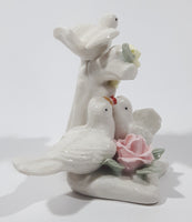 White Birds with Pink and Yellow Flowers 3 5/8" Tall Porcelain Ornament