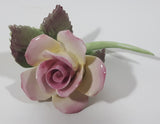 Vintage Camelot Pink Rose with Green Leaf Steam Miniature Fine Bone China Ornament