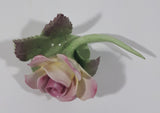 Vintage Camelot Pink Rose with Green Leaf Steam Miniature Fine Bone China Ornament