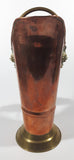 Vintage Lions Head Copper and Brass 13 1/4" Tall Ash Scuttle Bucket with Delft Blue Porcelain Hand Painted Handle