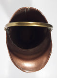 Vintage Lions Head Copper and Brass 13 1/4" Tall Ash Scuttle Bucket with Delft Blue Porcelain Hand Painted Handle