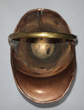 Vintage Lions Head Copper and Brass 13 1/4" Tall Ash Scuttle Bucket with Delft Blue Porcelain Hand Painted Handle