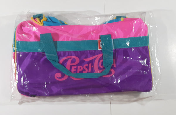 Vintage Pepsi Cola Bright Colorful Pink Purple Yellow Turquoise Canvas Travel Gym Bag New