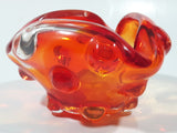 Rare Vintage Murano Style Orange and Red Large Bubbles Art Glass Triple Rest Ash Tray