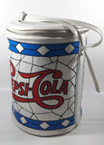 Vintage Pepsi Cola Can Shaped 13 1/2" Tall White Faux Leather Covered Beverage Drink Camping Cooler