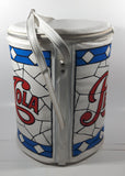 Vintage Pepsi Cola Can Shaped 13 1/2" Tall White Faux Leather Covered Beverage Drink Camping Cooler