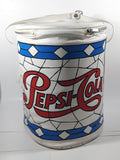 Vintage Pepsi Cola Can Shaped 13 1/2" Tall White Faux Leather Covered Beverage Drink Camping Cooler