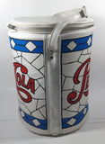 Vintage Pepsi Cola Can Shaped 13 1/2" Tall White Faux Leather Covered Beverage Drink Camping Cooler