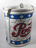 Vintage Pepsi Cola Can Shaped 13 1/2" Tall White Faux Leather Covered Beverage Drink Camping Cooler