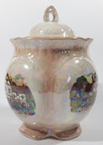 Rare Vintage Old Coach House York Woolhampton Bristol Stratford Iridescent White Peach 7 1/2" Tall Jar with Lid