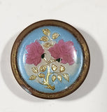 Vintage 1960s Micro Mosaic Floral Brass Pocket Trinket Pill Pocket Tin