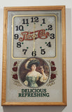 Vintage Pepsi-Cola Delicious Refreshing Soda Pop Lady Wood Framed Glass Mirror Advertising Clock 13 1/4" x 21 1/4"