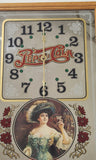 Vintage Pepsi-Cola Delicious Refreshing Soda Pop Lady Wood Framed Glass Mirror Advertising Clock 13 1/4" x 21 1/4"