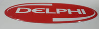 Delphi Technology Automotive Parts Embossed Oval Shaped Red Tin Metal Sign 9" x 24" GM Racing