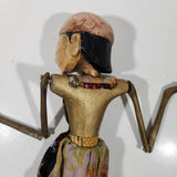 Antique Indonesian Wayang Golek 24" Hand Made Wood Theater Puppet In Traditional Batik Clothing