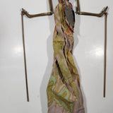 Antique Indonesian Wayang Golek 24" Hand Made Wood Theater Puppet In Traditional Batik Clothing