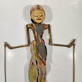 Antique Indonesian Wayang Golek 24" Hand Made Wood Theater Puppet In Traditional Batik Clothing