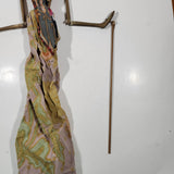 Antique Indonesian Wayang Golek 24" Hand Made Wood Theater Puppet In Traditional Batik Clothing