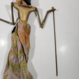 Antique Indonesian Wayang Golek 24" Hand Made Wood Theater Puppet In Traditional Batik Clothing