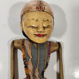 Antique Indonesian Wayang Golek 24" Hand Made Wood Theater Puppet In Traditional Batik Clothing