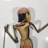 Antique Indonesian Wayang Golek 24" Hand Made Wood Theater Puppet In Traditional Batik Clothing
