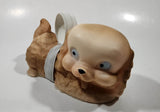 Vintage Light Brown Spaniel Puppy Dog Laying 6 1/4" Long Rubber Squeak Toy Figure