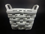 Vintage White Woven Porcelain Basket with Handles - Treasure Valley Antiques & Collectibles