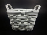 Vintage White Woven Porcelain Basket with Handles - Treasure Valley Antiques & Collectibles
