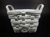 Vintage White Woven Porcelain Basket with Handles - Treasure Valley Antiques & Collectibles