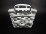Vintage White Woven Porcelain Basket with Handles - Treasure Valley Antiques & Collectibles